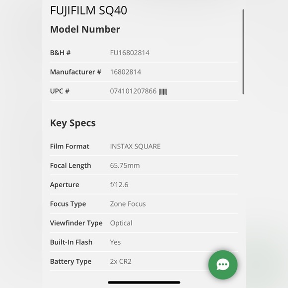 FUJIFILM INSTAX SQUARE SQ40 Instant Film Camera (Black) - Picture 7 of 10